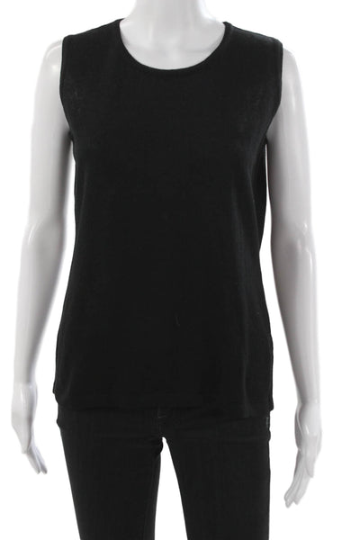 Jennifer T Womens Basic Sleeveless Knit Tank Top Crew Neck Black Size 46