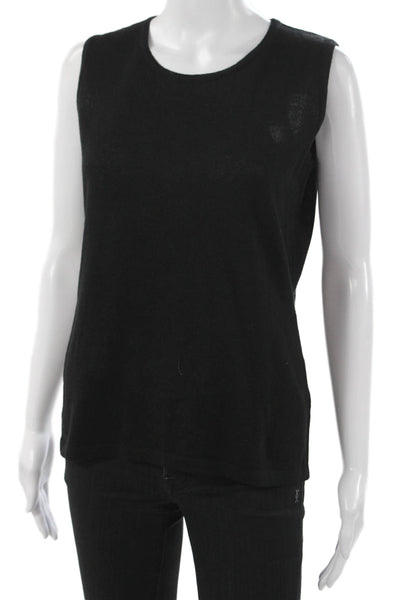 Jennifer T Womens Basic Sleeveless Knit Tank Top Crew Neck Black Size 46