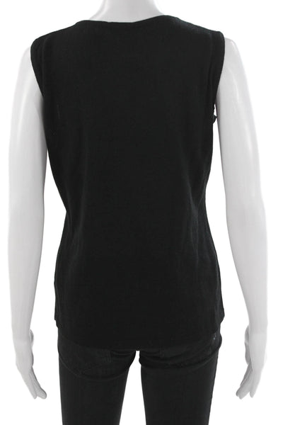 Jennifer T Womens Basic Sleeveless Knit Tank Top Crew Neck Black Size 46