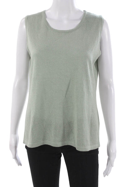 Jennifer T Women Sleeveless Basic Round Neck Green Tank Size 48