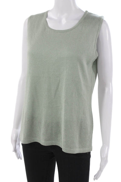 Jennifer T Women Sleeveless Basic Round Neck Green Tank Size 48
