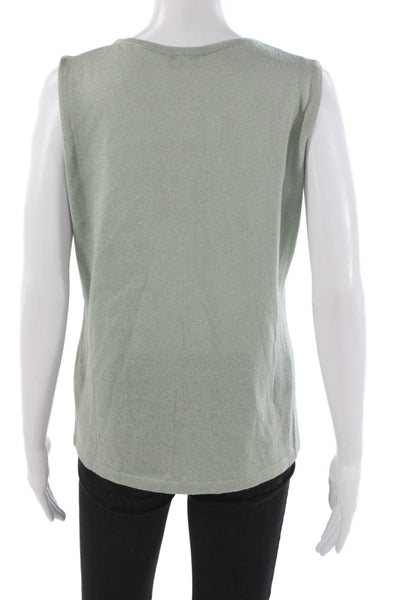 Jennifer T Women Sleeveless Basic Round Neck Green Tank Size 48