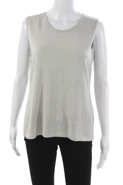 Jennifer T Womens Basic Cotton Sleeveless Tank Round Neck Gray Size 48