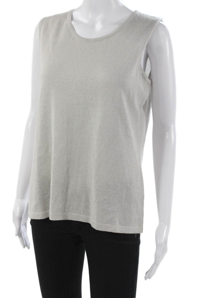 Jennifer T Womens Basic Cotton Sleeveless Tank Round Neck Gray Size 48
