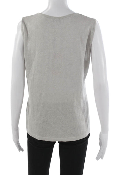 Jennifer T Womens Basic Cotton Sleeveless Tank Round Neck Gray Size 48