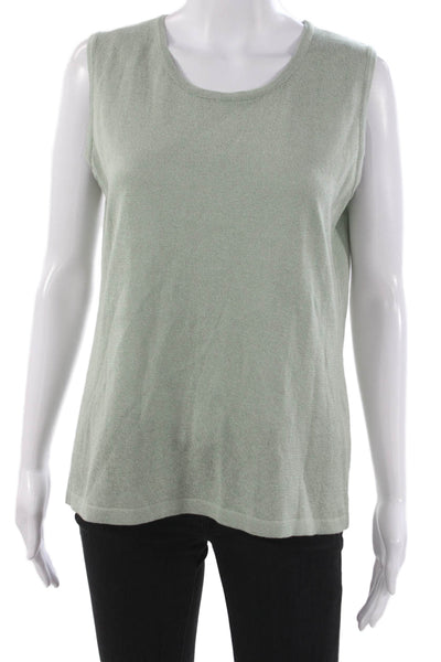 Jennifer T Womens Basic Sleeveless Tank Green Round Neck Size 48