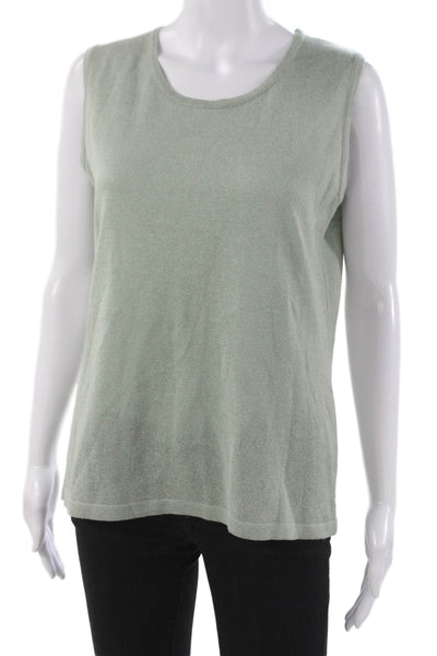 Jennifer T Womens Basic Sleeveless Tank Green Round Neck Size 48