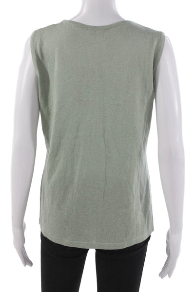 Jennifer T Womens Basic Sleeveless Tank Green Round Neck Size 48