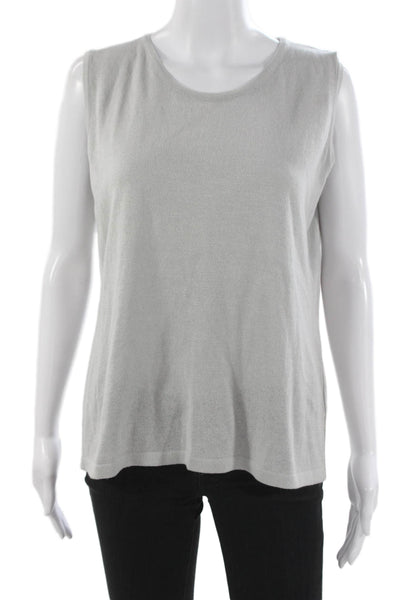 Jennifer T Womens Basic Sleeveless Tank Gray Round Neck Size 50