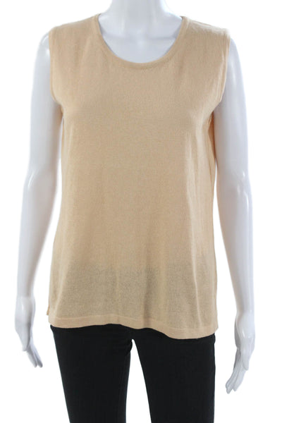 Jennifer T Womens Basic Tank Top Beige Crew Neck Cotton Viscose Size 14