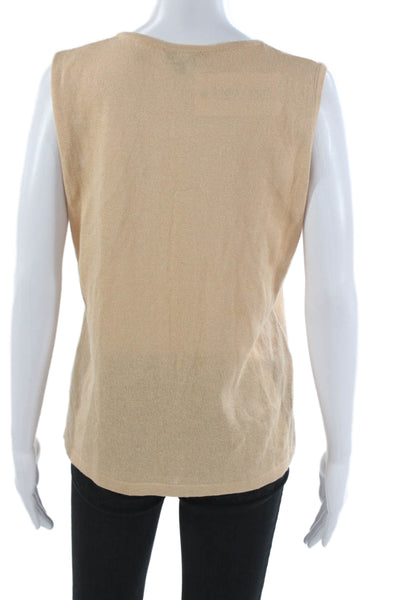 Jennifer T Womens Basic Tank Top Beige Crew Neck Cotton Viscose Size 14