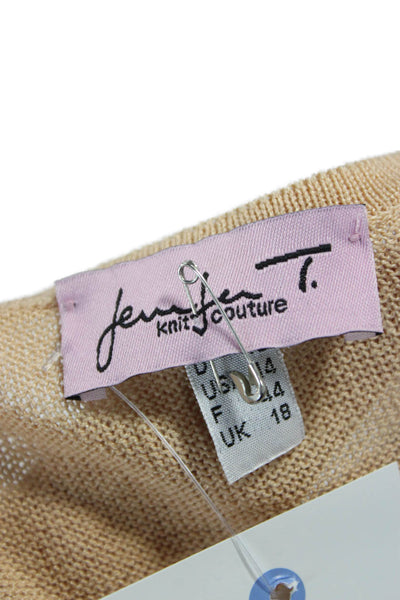 Jennifer T Womens Basic Tank Top Beige Crew Neck Cotton Viscose Size 14