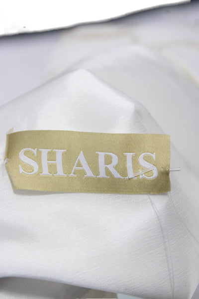 Sharis Women White Sleeveless Round Neck Geometric Basic Blouse Zip Size 48