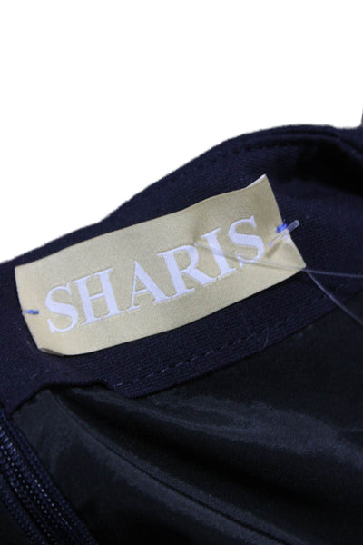 Sharis Womens Shift Dress Blue Long Sleeve Crew Neck Size 42