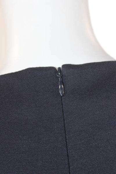 Sharis Womens Blue Viscose Short Shift Dress Long Sleeve Crew Neck Zip Size 44