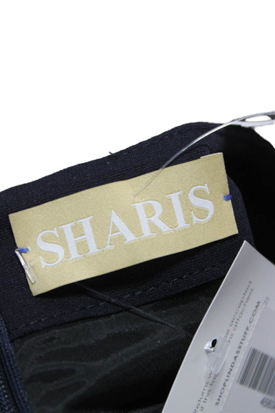Sharis Womens Blue Viscose Short Shift Dress Long Sleeve Crew Neck Zip Size 44