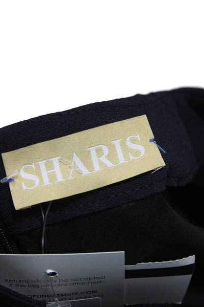 Sharis Women Shift Dress Blue Long Sleeve Viscose Round Neck Size 46