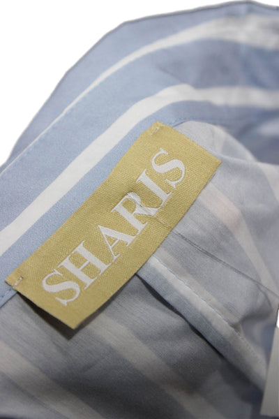 Sharis Womens Shirt Dress Striped Blue Long Sleeve Collared Cotton Size 46