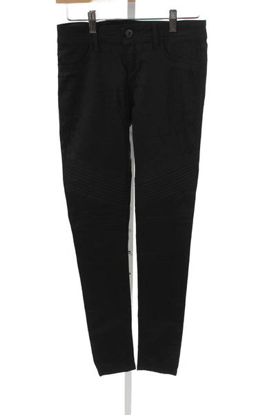 DL1961 Unisex Adults Skinny Black Biker Low Rise Jeans Size 26