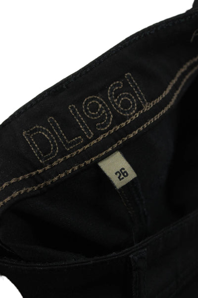 DL1961 Unisex Adults Skinny Black Biker Low Rise Jeans Size 26