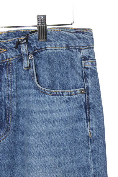 Zara Womens Wide Leg Blue Jeans High Rise Button Size 34