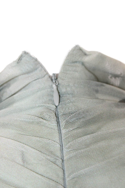 Zara Women Jersey Tie-Dye Mock Neck Blouse Green Short Sleeve Zip Size XS