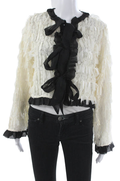 Zara Womens White Polyester Long Sleeve Blouse Size S