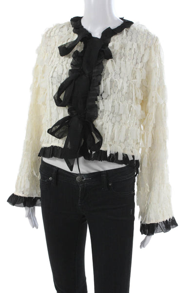 Zara Womens White Polyester Long Sleeve Blouse Size S