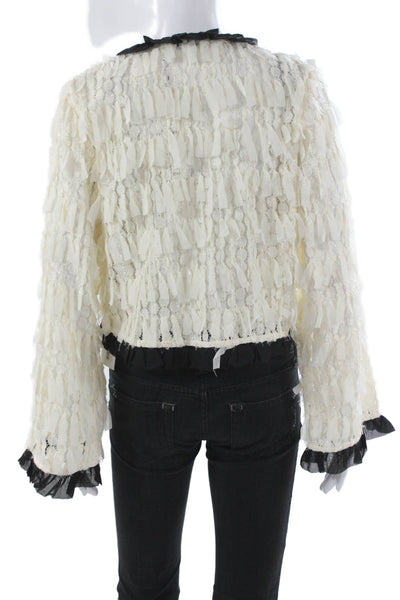 Zara Womens White Polyester Long Sleeve Blouse Size S