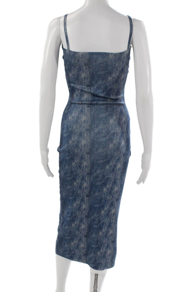 Zara Women Bodycon Dress Blue Sleeveless Square Neck Full Length Size S