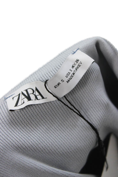 Zara Women Bodycon Dress Blue Sleeveless Square Neck Full Length Size S