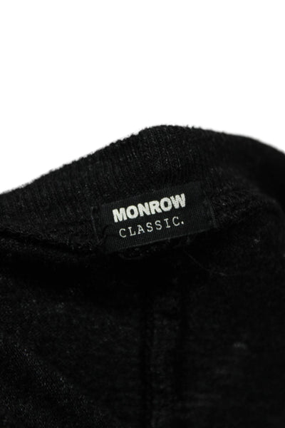 Monrow Women Basic Knit Long Sleeve T-Shirt Gray Round Neck Size S