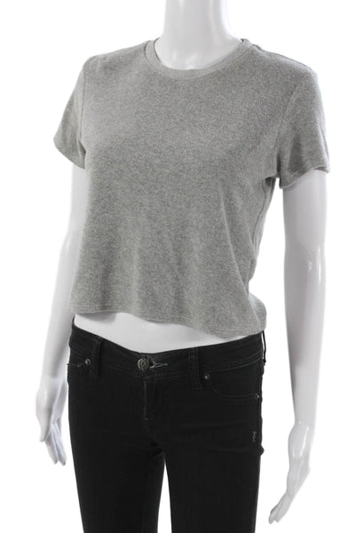 Perfect White Tee Women Basic Gray Cotton Blend Crew Neck T-Shirt Size S
