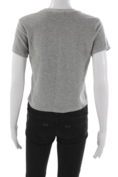 Perfect White Tee Women Basic Gray Cotton Blend Crew Neck T-Shirt Size S