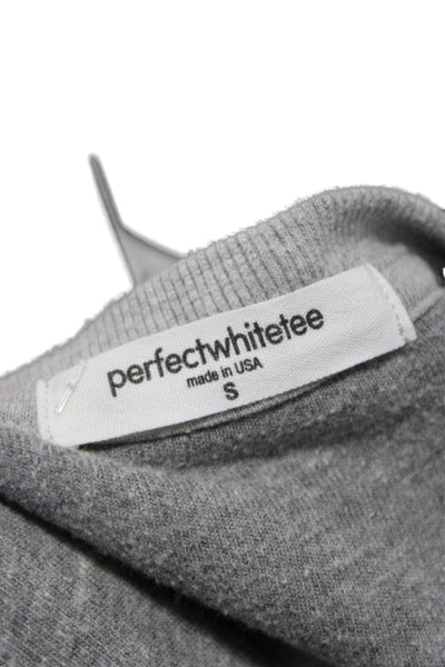 Perfect White Tee Women Basic Gray Cotton Blend Crew Neck T-Shirt Size S