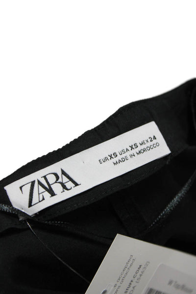 Zara Womens Black V-Neck Tie Long Sleeve Viscose Basic Blouse Size XS