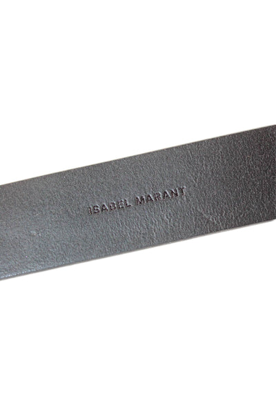 Isabel Marant Womens Medium Width Floral Trim Leather Belt Black Size Small