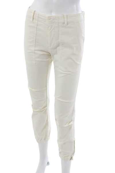 Nili Lotan Womens Cargo Pants White Cotton Hook & Eye 25in Inseam Size 00