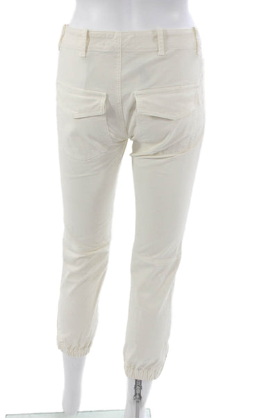 Nili Lotan Womens Cargo Pants White Cotton Hook & Eye 25in Inseam Size 00