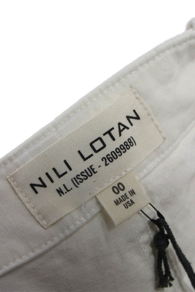 Nili Lotan Womens Cargo Pants White Cotton Hook & Eye 25in Inseam Size 00