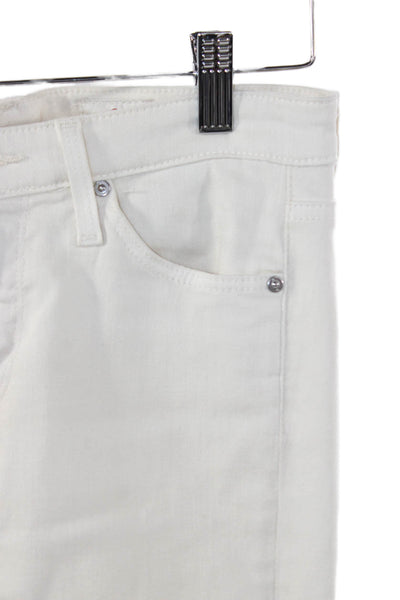 AG Adriano Goldschmied Women Tapered Jeans White Cotton Mid Rise Size 24