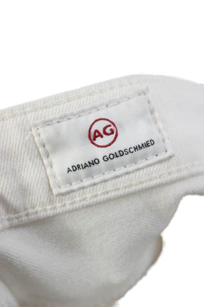 AG Adriano Goldschmied Women Tapered Jeans White Cotton Mid Rise Size 24