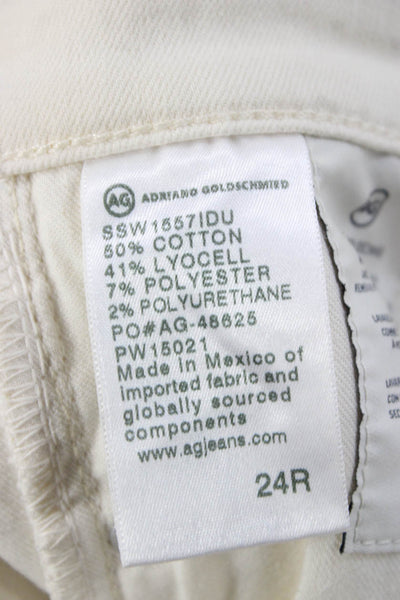 AG Adriano Goldschmied Women Tapered Jeans White Cotton Mid Rise Size 24