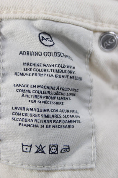 AG Adriano Goldschmied Women Tapered Jeans White Cotton Mid Rise Size 24