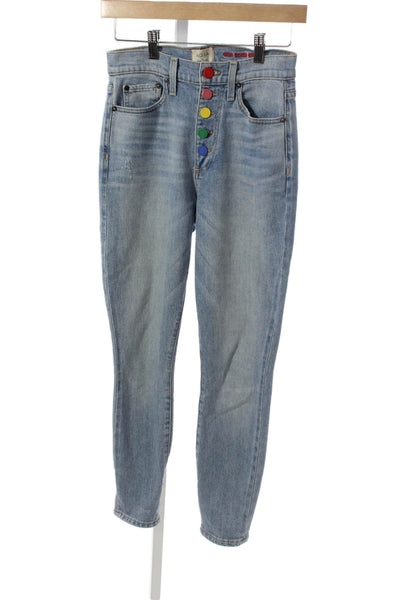 AO.LA Unisex Adults Tapered Blue Cotton High Rise Jeans Size 25
