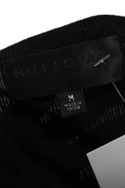 Nili Lotan Womens Henley Sweater Black Round Neck Long Sleeve Size M