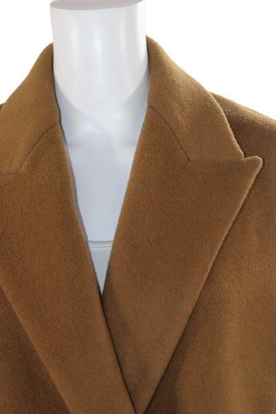 Kes Women Pea Coat Brown 100% Wool Button Classic Fall Size M
