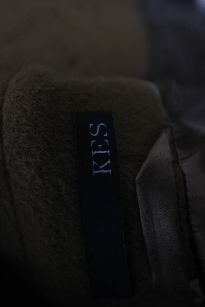 Kes Women Pea Coat Brown 100% Wool Button Classic Fall Size M