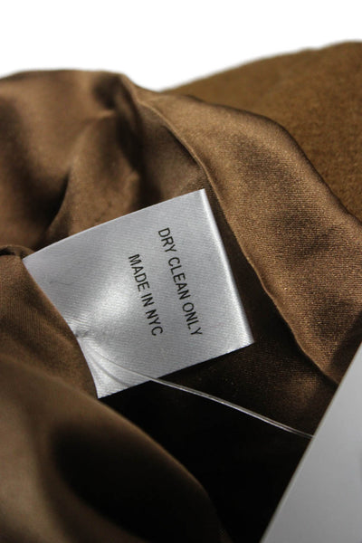 Kes Women Pea Coat Brown 100% Wool Button Classic Fall Size M