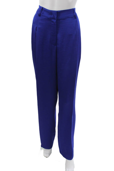 Essentiel Antwerp Women Dress Pants Solid Blue Polyester Button Size 38